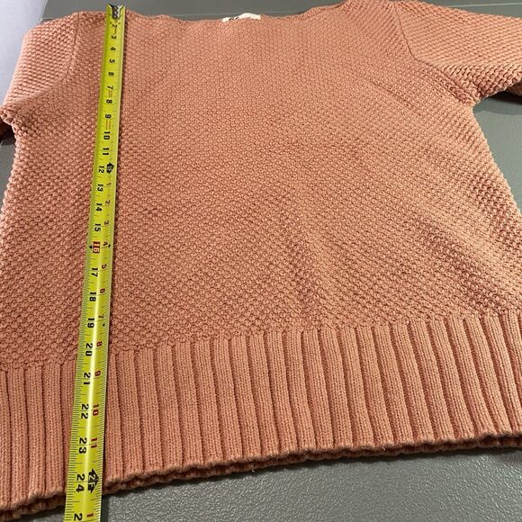 ANDREA JOVINE Sweater Waffle Knit Boat Neck 3/4 Sleeve Cotton Womens L Peach - Picture 6 of 10
